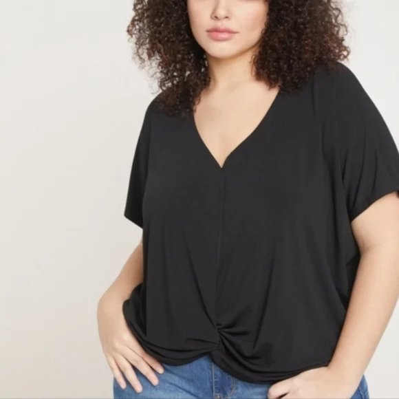 Eloquii Twist Front Short Sleeve Top - Picture 1 of 12